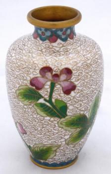 Small brass vase with flowers and enamel Small brass vase with flowers and enamel
