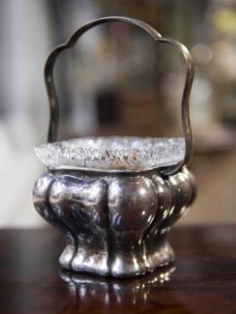 Small Basket - metal, glass - 1900 Small Basket - metal, glass - 1900