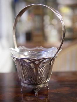 Small Basket - metal, glass - 1900 Small Basket - metal, glass - 1900